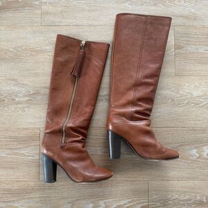 Coach brown tall, heeled boots